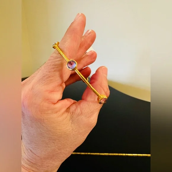 JULIE VOS AUTHENTIC RARE LUXURY MINIMALIST RETRO SUMMER SPRING AMETHYST BANGLE - Picture 17 of 17